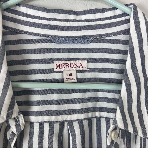 NWT Striped Button Down Shirt Blouse Long Sleeve Merona - Picture 2 of 5
